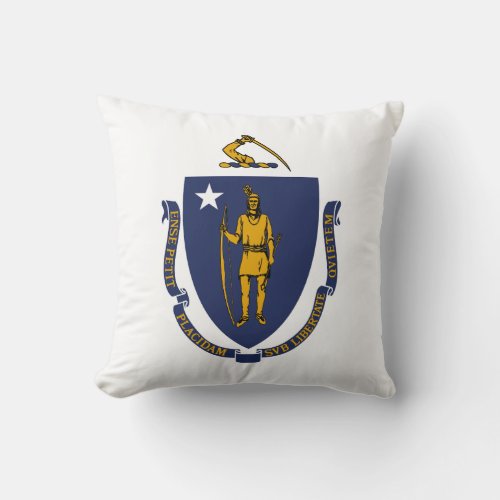 Massachusetts State Flag Throw Pillow