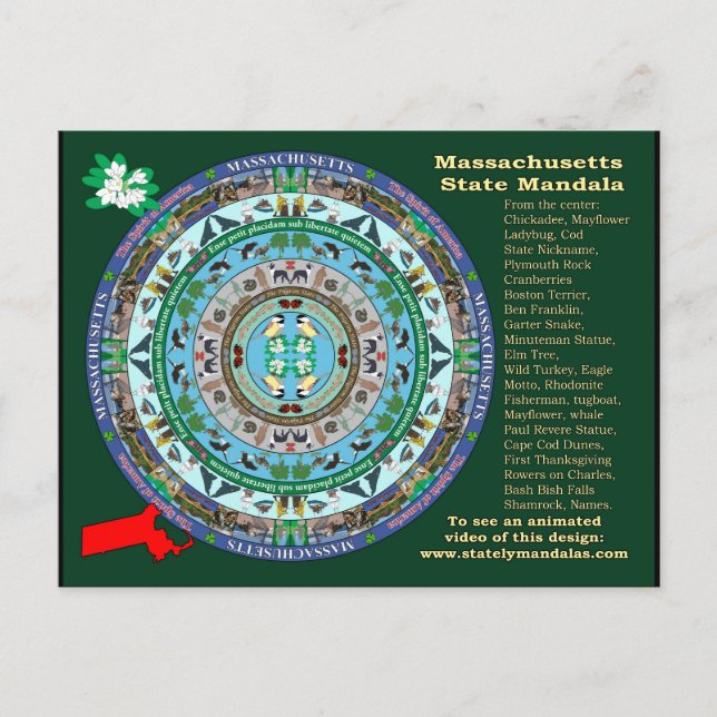 Massachusetts State Mandala Postcard (Front)