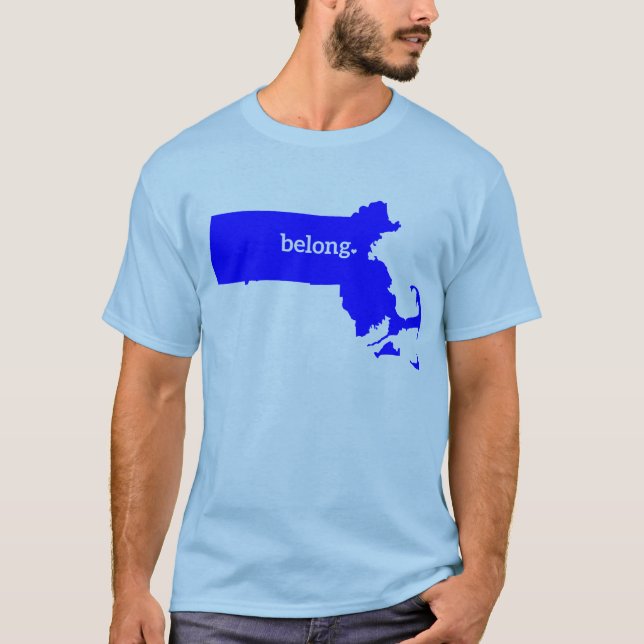 Massachusetts State Map Belong T-Shirt (Front)