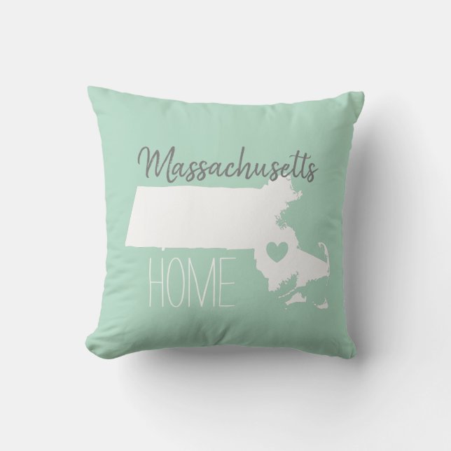 Massachusetts state map love home throw pillow (Front)