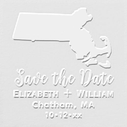 Massachusetts State Map Wedding Save the Date Embosser