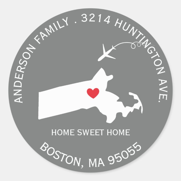 MASSACHUSETTS State New Address Label Sticker Zazzle