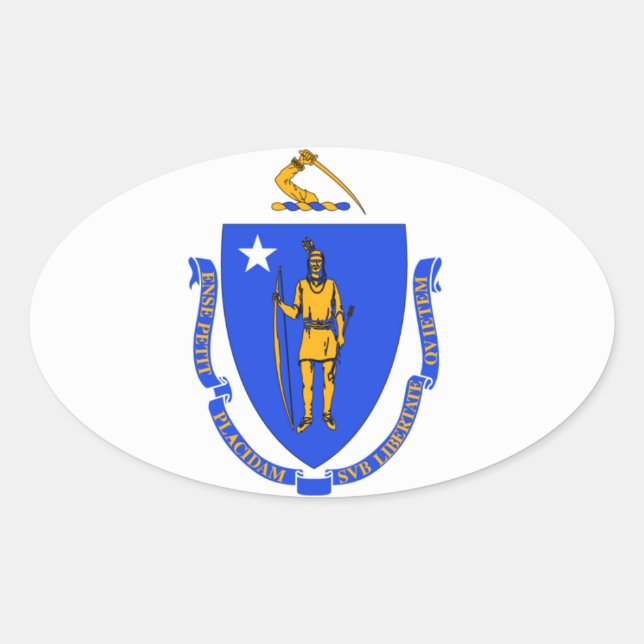massachusetts State Oval sticker (Front)