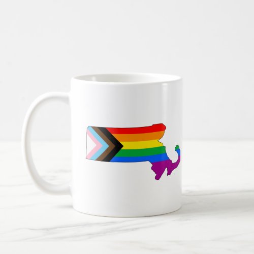 Massachusetts State Pride LGBTQ Progress Pride Coffee Mug