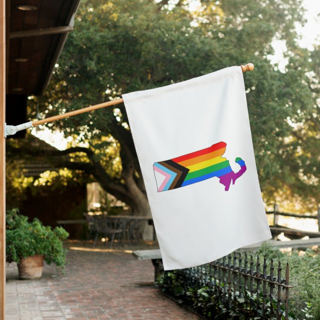 Massachusetts State Pride LGBTQ Progress Pride House Flag (In SItu)