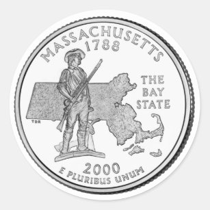Massachusetts State Quarter Classic Round Sticker