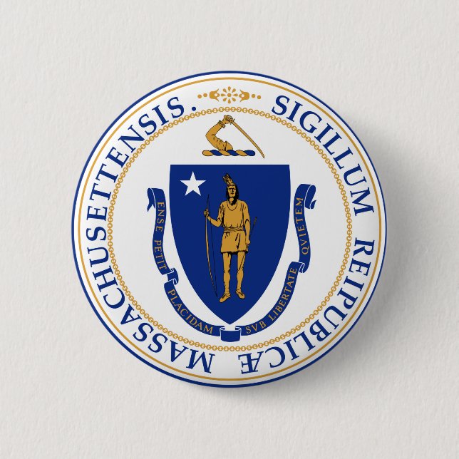 Massachusetts state seal america republic symbol f button (Front)