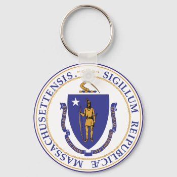 Massachusetts State Seal Keychain by slowtownemarketplace at Zazzle