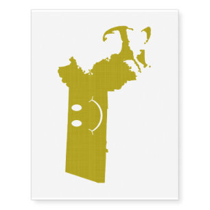 Massachusetts State Shape Smiley Face Temporary Tattoos