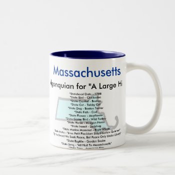 Massachusetts Symbols & Map Two-tone Coffee Mug by archemedes at Zazzle