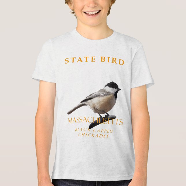 Massachusetts Territory Bird The Chickadee Tri-Blend Shirt (Front)