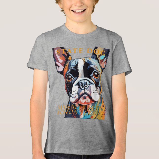 Massachusetts Territory Dog The Boston Terrier Art Tri-Blend Shirt (Front)