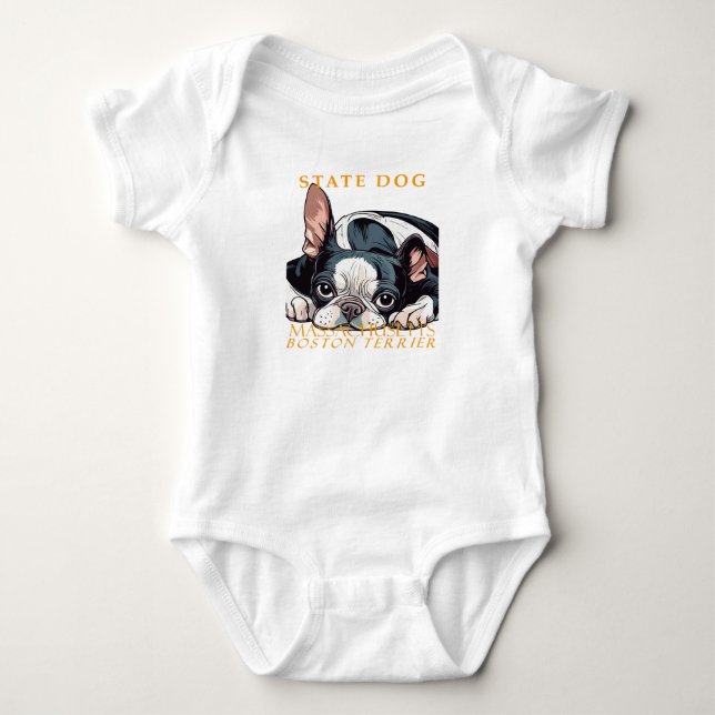 Massachusetts Territory Dog The Boston Terrier Baby Bodysuit (Front)