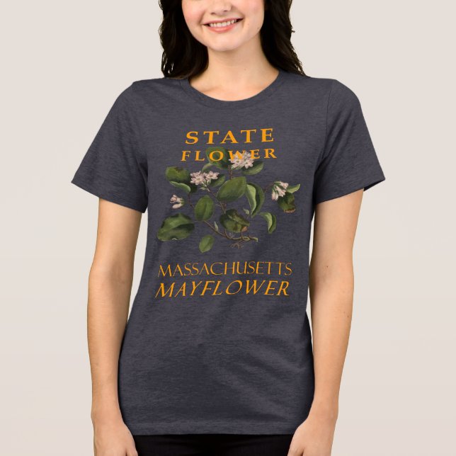 Massachusetts Territory Flower The Mayflower Tri-Blend Shirt (Front)
