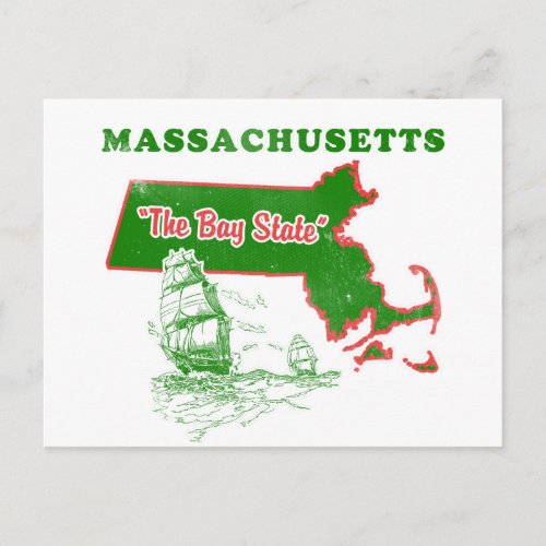 Massachusetts The Bay State Design Postcard