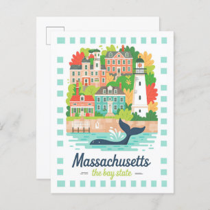 Massachusetts the Bay State USA Summer Travel Postcard