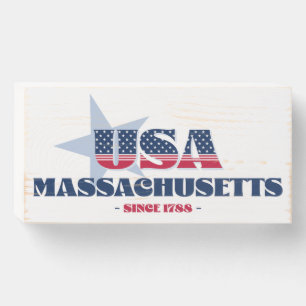 Massachusetts The Heart of America Wood Box Sign
