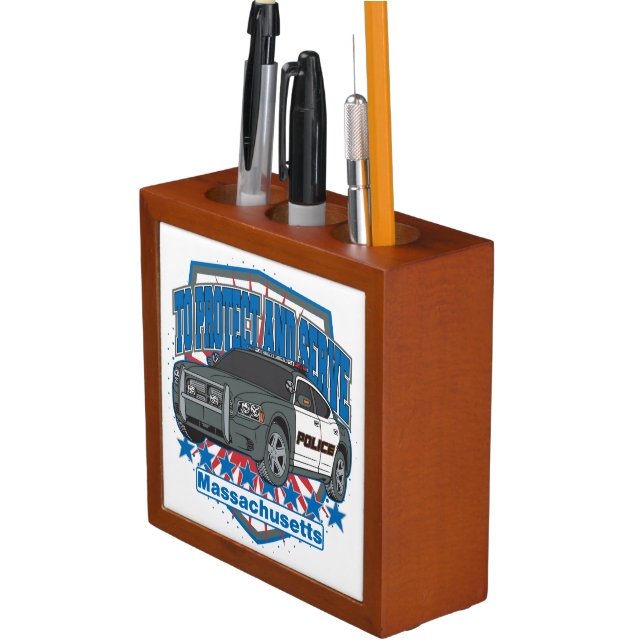 Massachusetts To Protect and Serve Police Car Desk Organizer (In Situ)