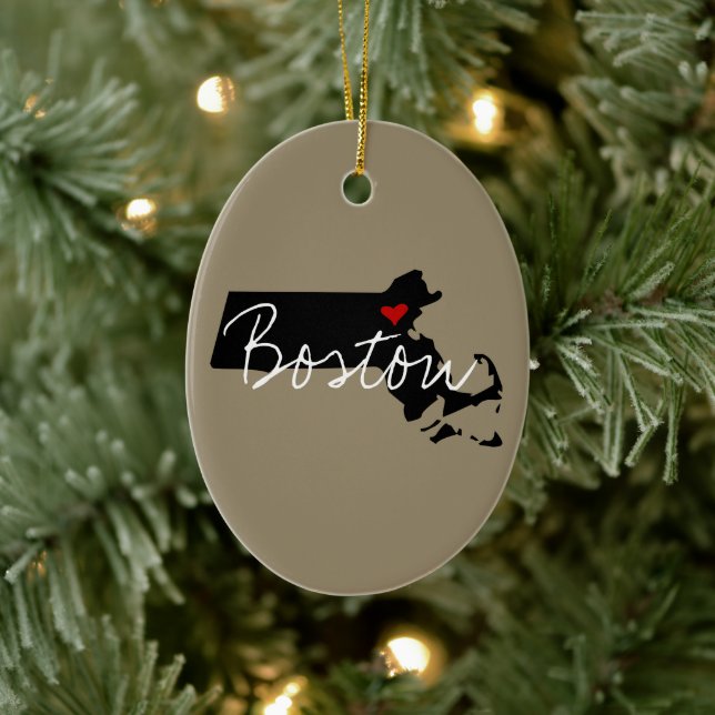 Massachusetts Town Ceramic Ornament (Tree)