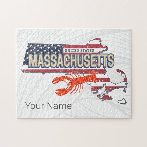 Massachusetts United States Retro Map Vintage USA Jigsaw Puzzle