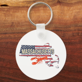 Massachusetts United States Retro Map Vintage USA Keychain