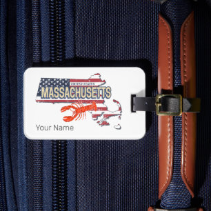 Massachusetts United States Retro Map Vintage USA Luggage Tag