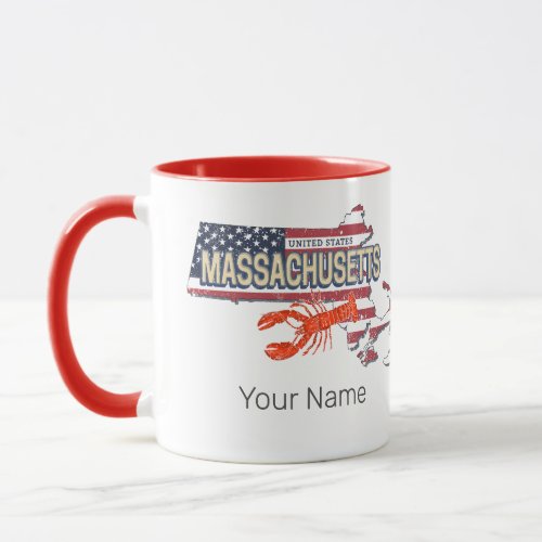Massachusetts United States Retro Map Vintage USA Mug