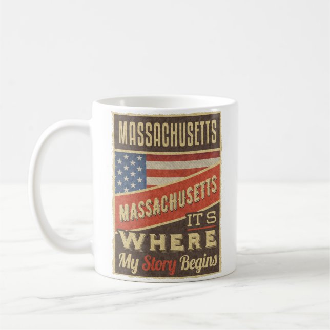 Massachusetts USA Flag Coffee Mug (Left)
