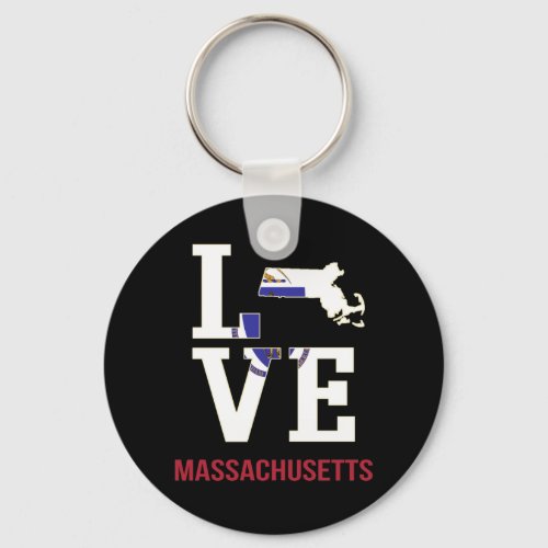 Massachusetts USA state love Keychain