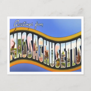 Massachusetts Vintage Big Letters Postcard