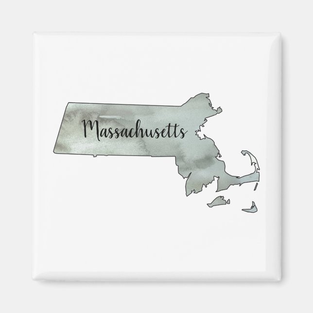 Massachusetts Watercolor State Outline Magnet (Front)