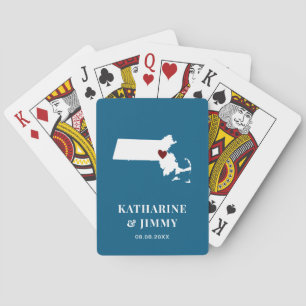 Massachusetts Wedding Favor Deck of Cards, Map Poker Cards