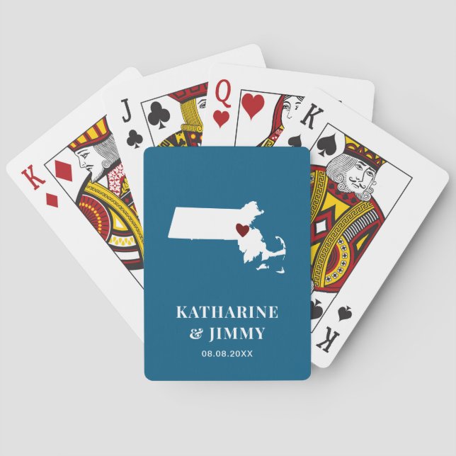 Massachusetts Wedding Favor Deck of Cards, Map Poker Cards (Back)