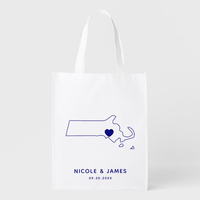 Massachusetts Wedding Welcome Bag Tote with Map (Front)