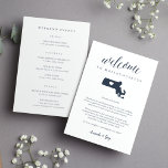 Massachusetts Wedding Welcome Letter & Itinerary<br><div class="desc">Share a welcome message for your Massachusetts wedding guests as well as an itinerary or schedule of the weekend's events. Front features your welcome message with a silhouette map of the state of Massachusetts with a heart inside. Personalize the reverse side with your wedding day or wedding weekend itinerary. Perfect...</div>