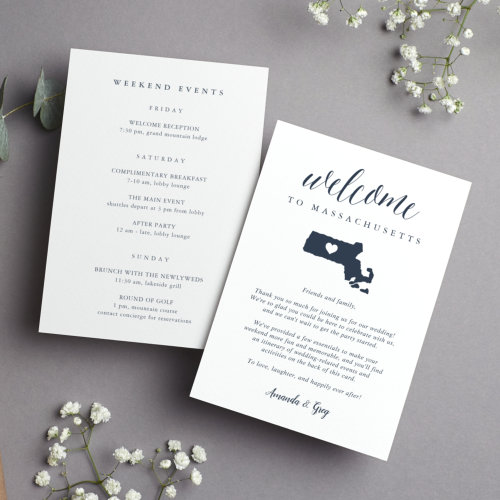 Massachusetts Wedding Welcome Letter & Itinerary