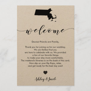 Massachusetts Wedding Welcome Letter & Itinerary Program