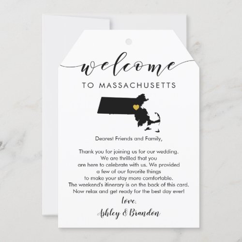 Massachusetts Wedding Welcome Tag Letter Itinerary
