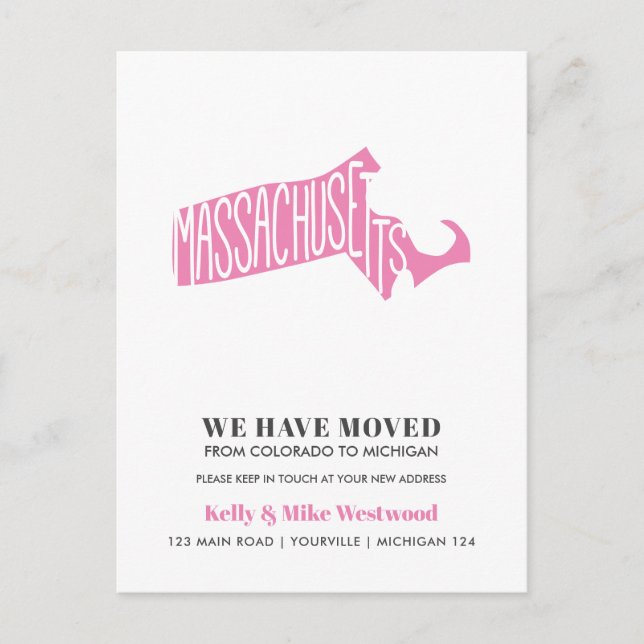 MASSACHUSETTS We've moved New address New Home  Postcard (Front)