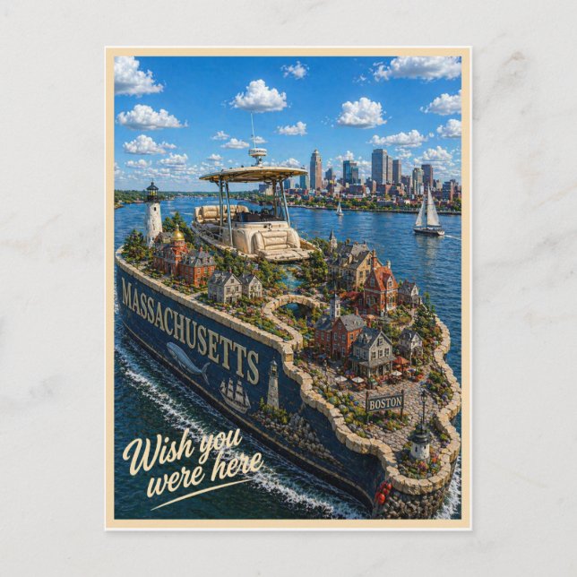 Massachusetts | Wish You Were Here | State Series Postcard (Front)