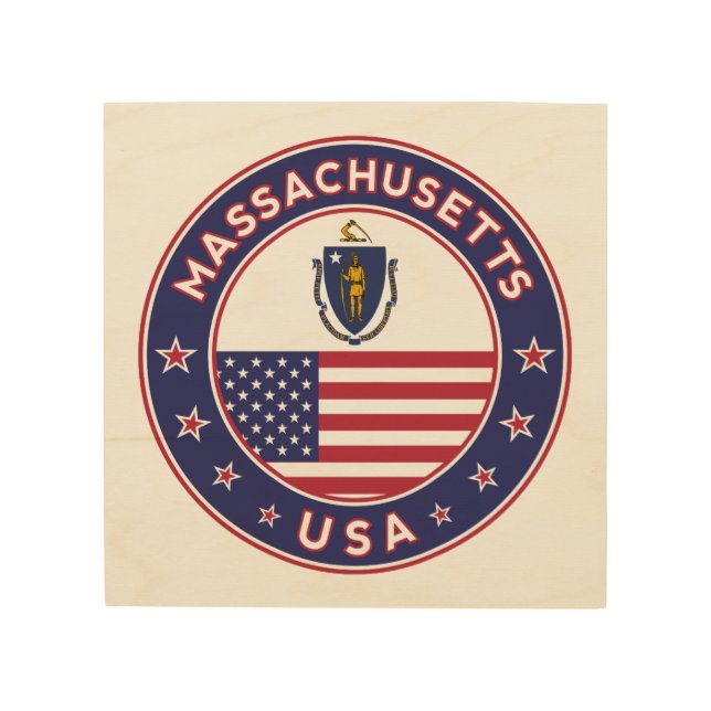 Massachusetts Wood Wall Art (Front)