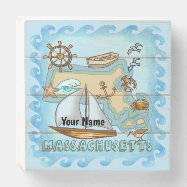 Massachusetts  wooden box sign (Front Horizontal)