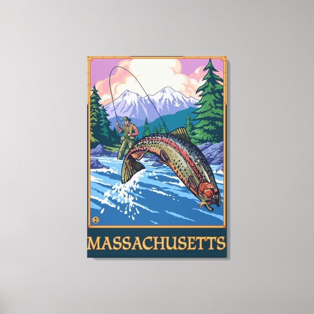 MassachusettsAngler Fisherman Scene Canvas Print (Front)