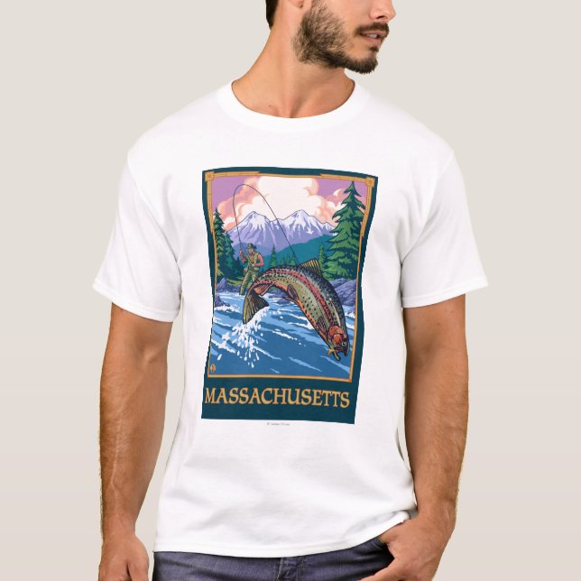 MassachusettsAngler Fisherman Scene T-Shirt (Front)