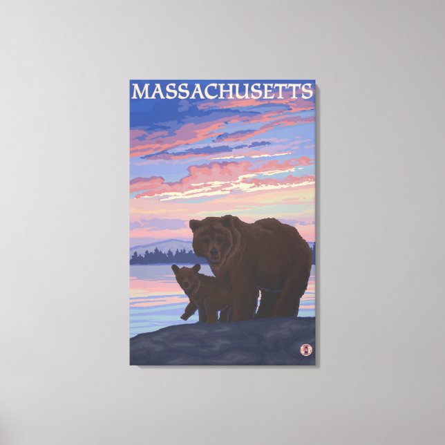 MassachusettsBear and Cub Canvas Print (Front)