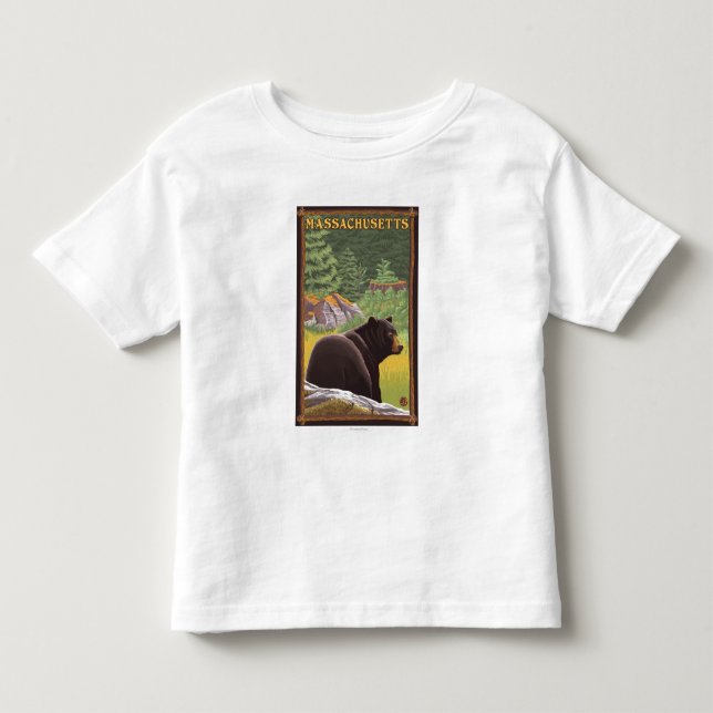 MassachusettsBlack Bear in Forest Toddler T-shirt (Front)