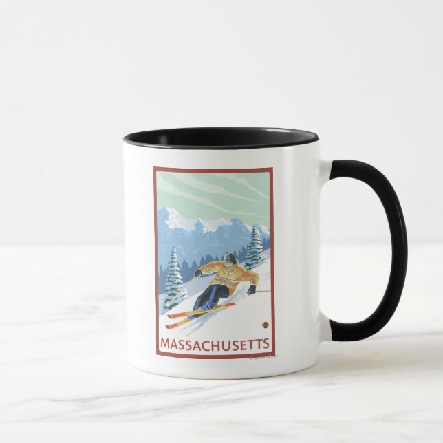 MassachusettsDownhill Skier Scene Mug (Right)