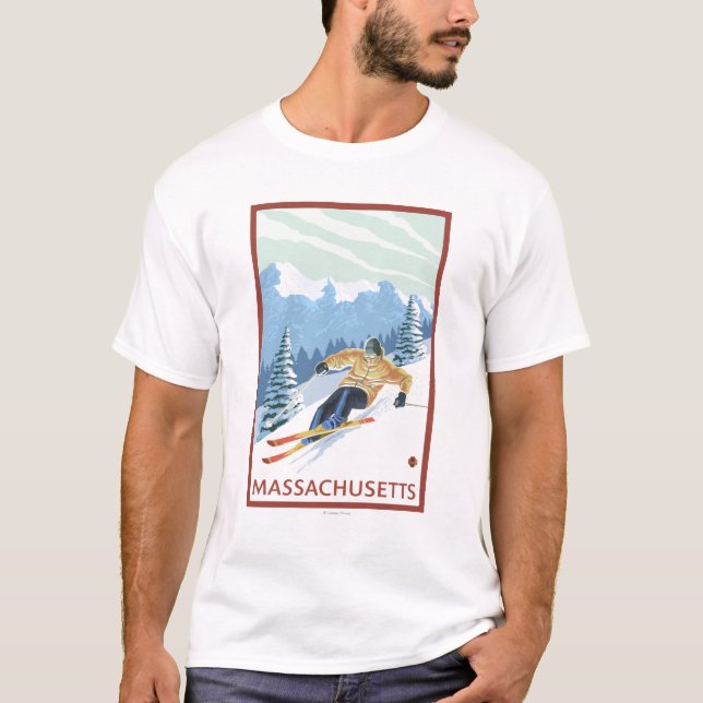 MassachusettsDownhill Skier Scene T-Shirt (Front)