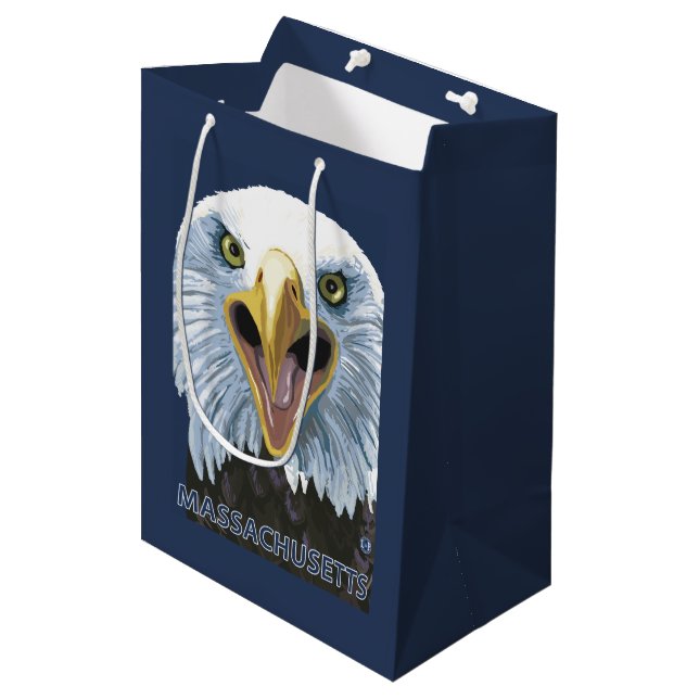 MassachusettsEagle Up Close Medium Gift Bag (Front Angled)