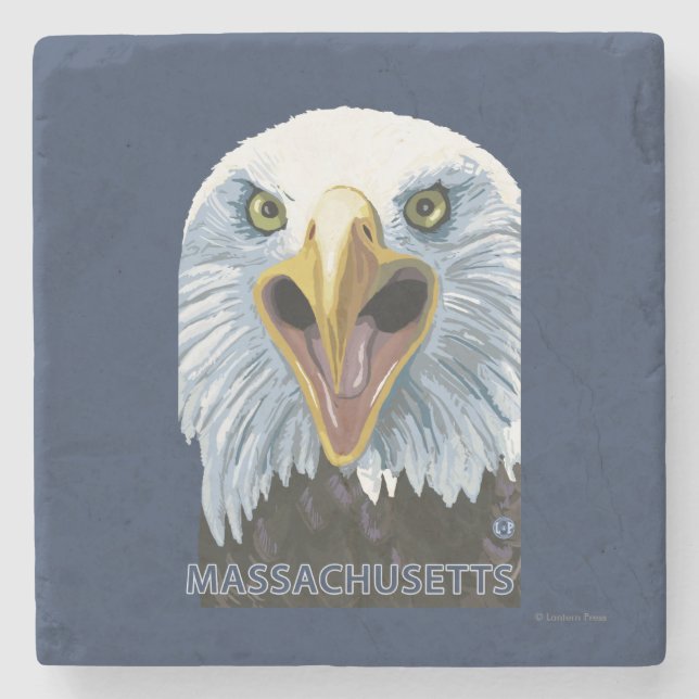 MassachusettsEagle Up Close Stone Coaster (Front)